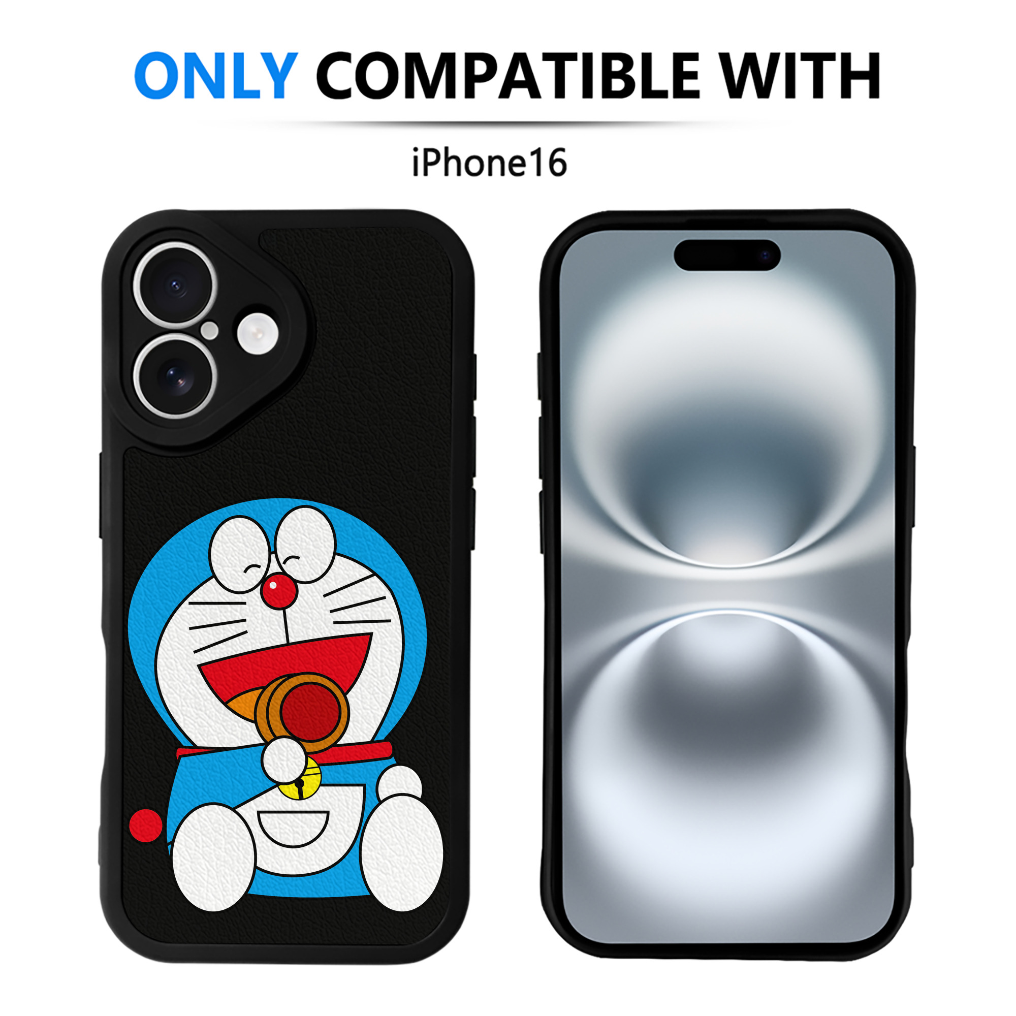 （画像用） ドラえもん Doraemon 【iPhone 16シリーズ対応】シリコンスマホケース（レザー調） 材質：シリコン